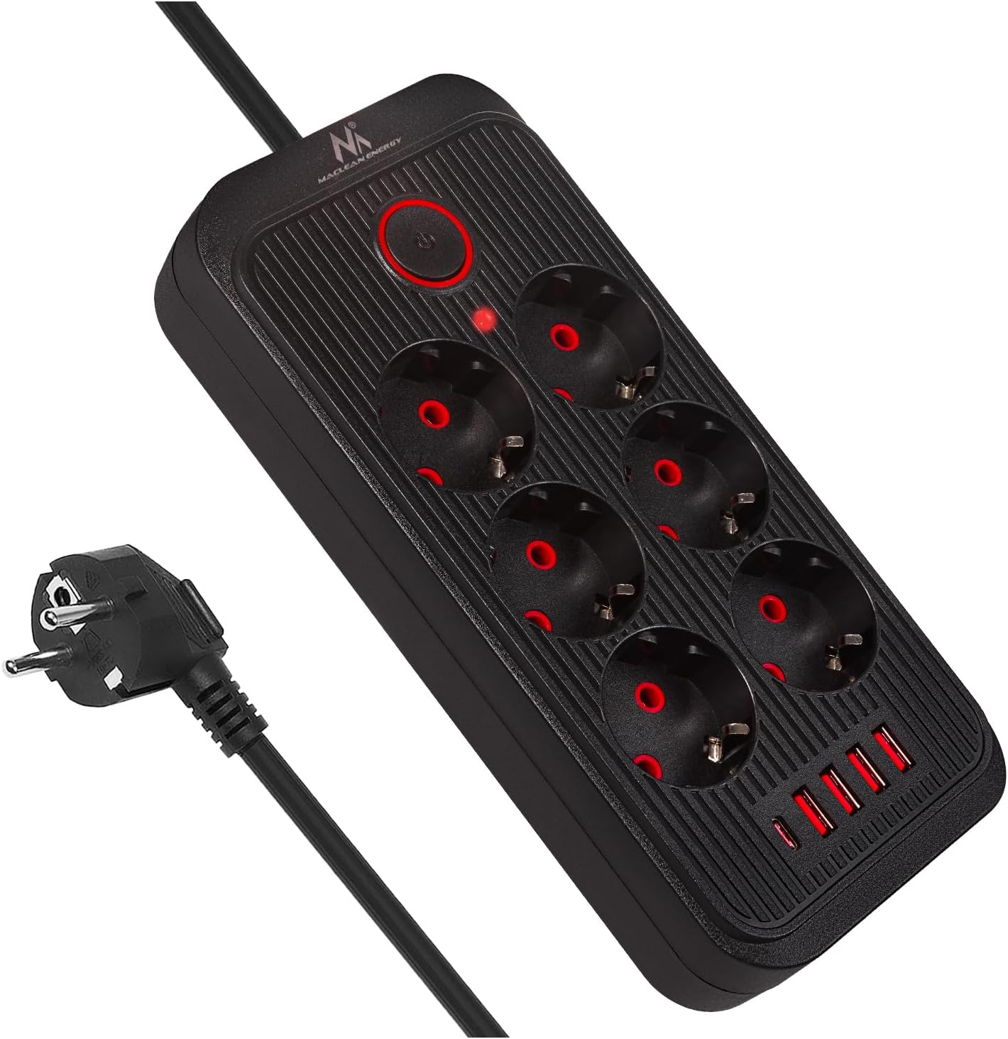 Maclean MCE389/391 Listwa zasilająca | 6 gniazdek 4xUSB 1xUSB-C 2500W 1 .5 metra (biała - 26.86 PLN)