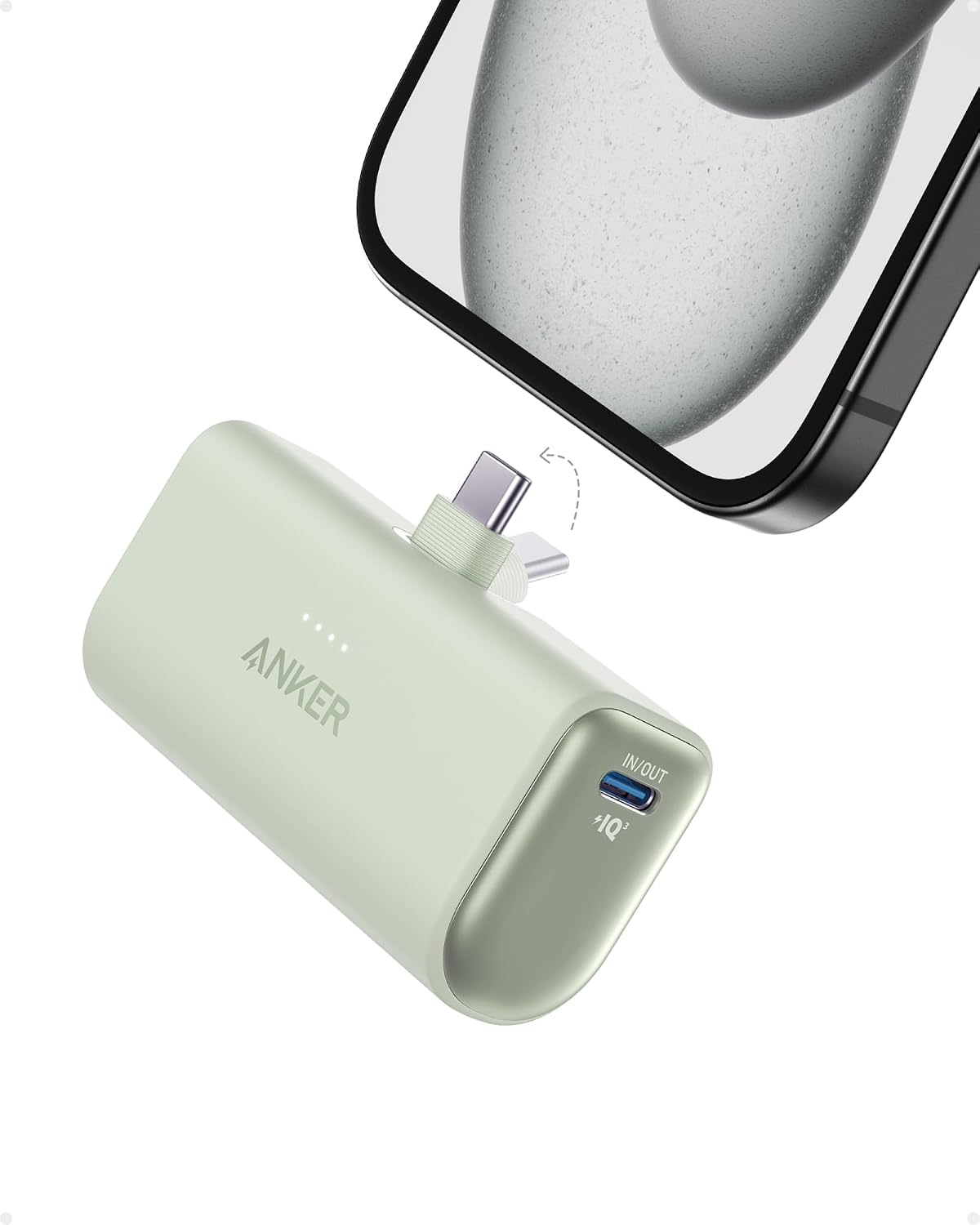 Anker powerbank Nano 5000 mAh 22,5 W składany kabel USB-C,zielony