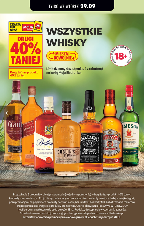 Wszystkie Whisky (rabat 40% na drugą butelkę) - Biedronka