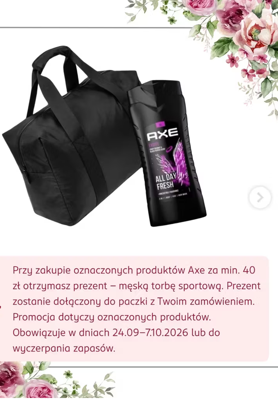 DARMOWA torba sportowa przy zakupie produktów AXE za min. 40 PLN - Rossmann