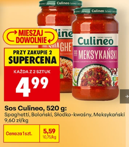 Sos Culineo 520g różne rodzaje (przy zakupie 2 oakowań) - Biedronka