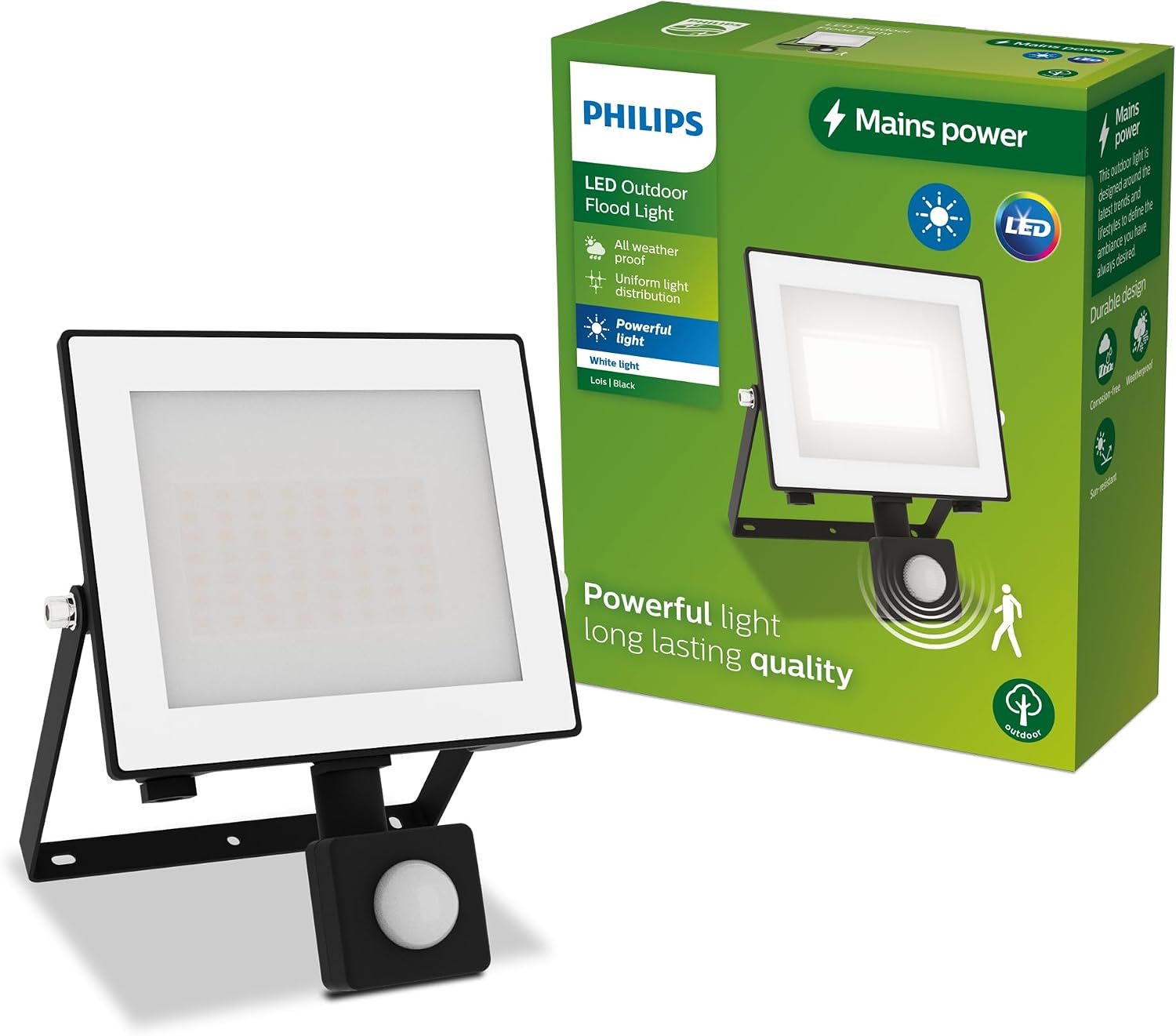 Philips Lois Zewnętrzna Lampa z Czujnikiem Ruchu Czarna