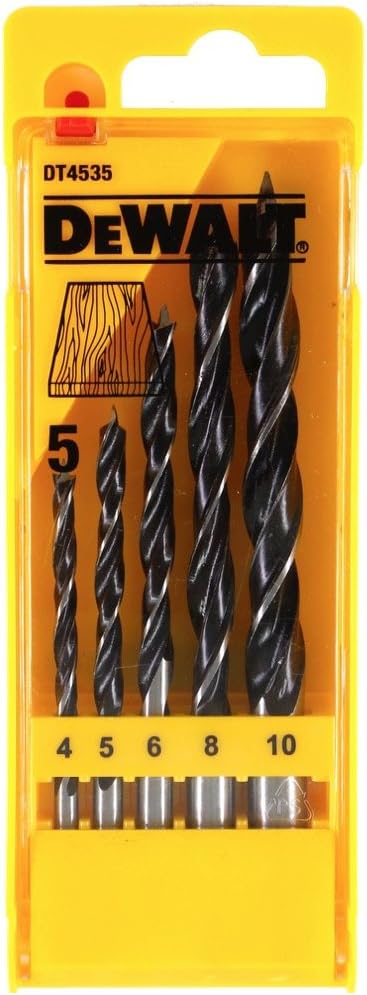DeWalt DT4535-QZ zestaw wierteł spiralnych do drewna 5-częściowy w kasecie z tworzywa sztucznego