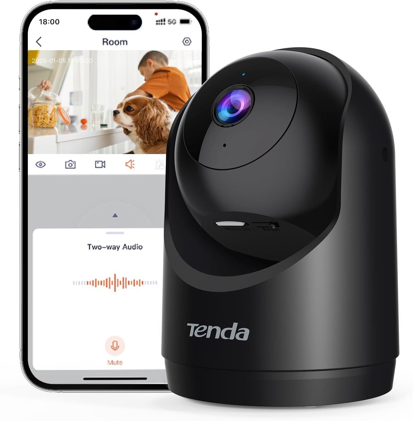Tenda Wewnętrzna kamera monitoringowa 2K CP3 V3.0 360 stopni Wi-Fi z 2-drożnym dźwiękiem FHD 3 MP