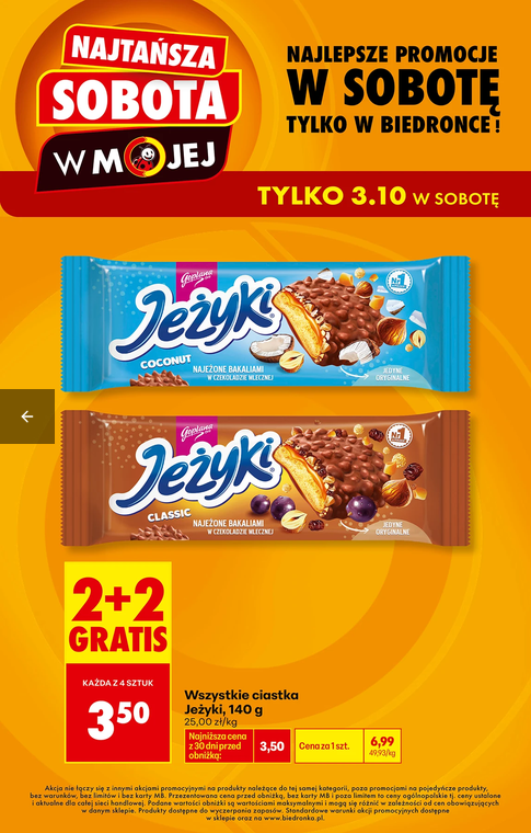 Wszystkie ciastka Jeżyki 140g (2+2 GRATIS) - Biedronka