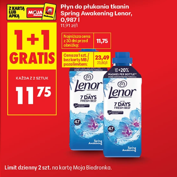 Płyn do płukania tkanin Spring Awakening Lenor 0.987 L (1+1 GRATIS) - Biedronka