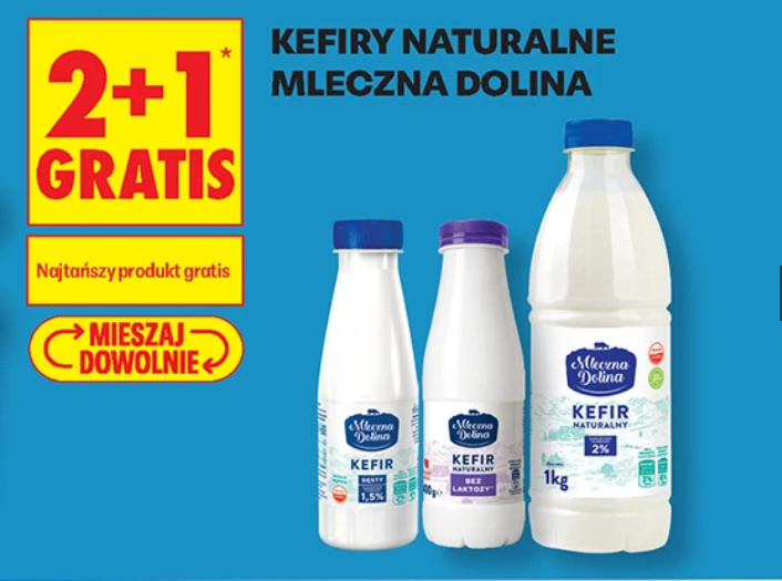 Kefiry naturalne Mleczna Dolina (2+1 GRATIS) - Biedronka