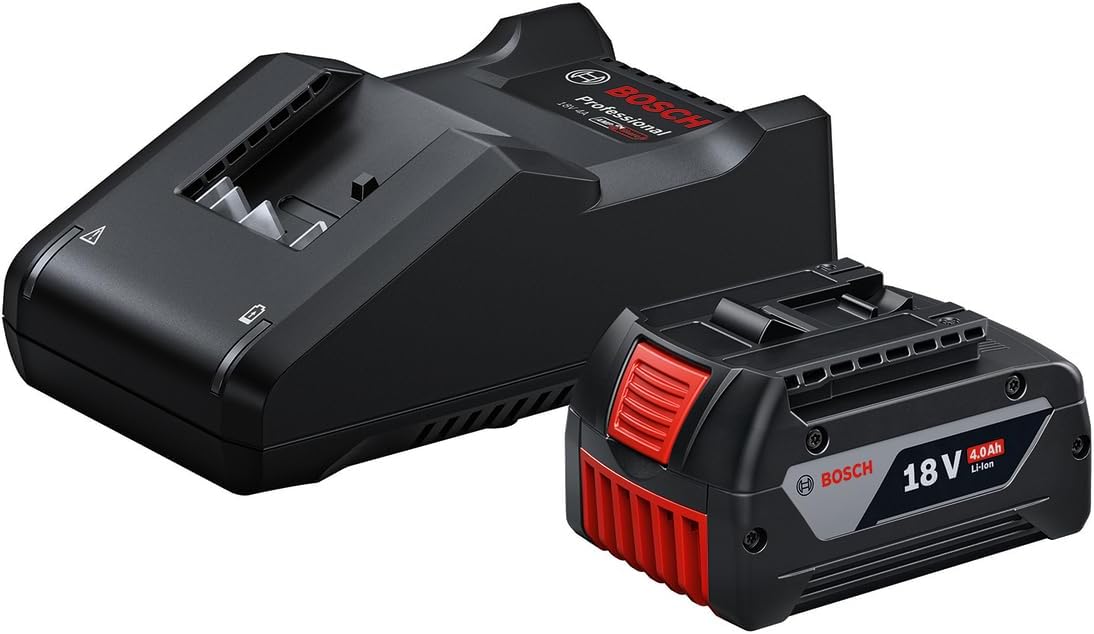 Bosch Professional system 18V: zestaw startowy – 1x akumulator GBA 18V 4.0Ah + szybka ładowarka GAL 18V-40