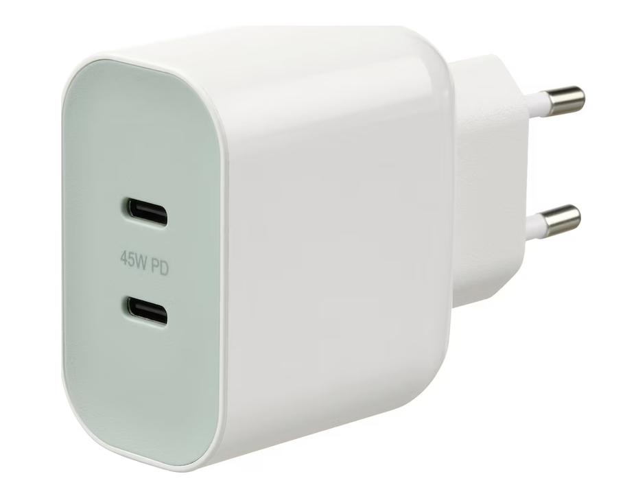 IKEA SJOSS Ładowarka 2 porty USB C 45 W szybkie ładowanie PD 3.0 QC4+ biała