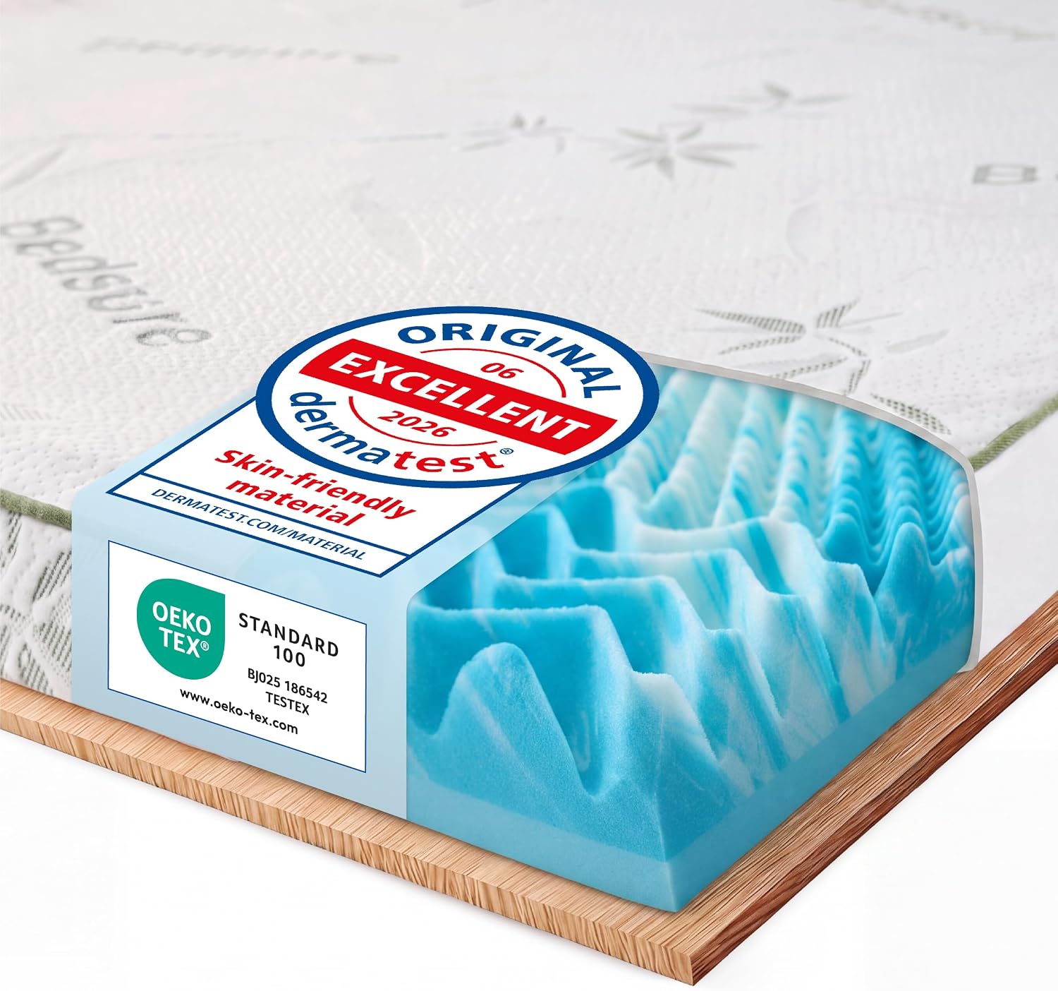 BEDSURE Materac wierzchni 140 x 200 cm H2/H3 – oddychający pokrowiec bambusowy 7 cm