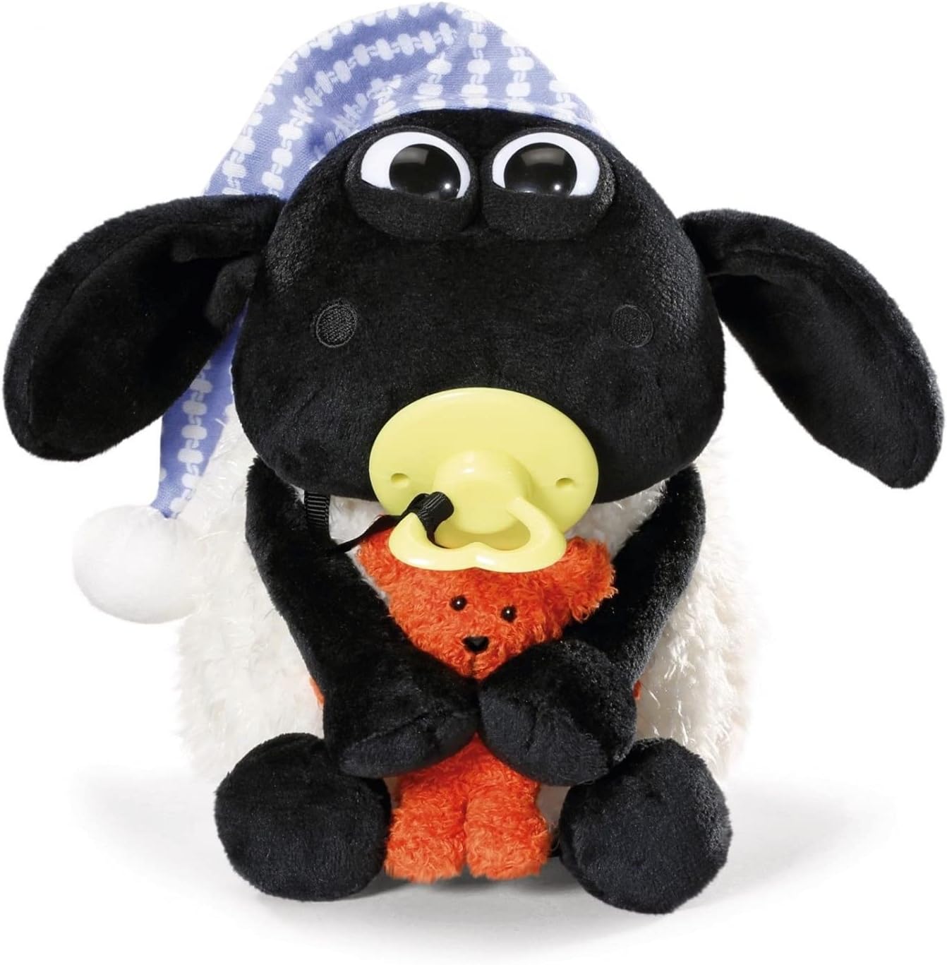 Nici 41470 Shaun The Sheep owca przytulanka Timmy z małym misiem smoczkiem i czapką do spania 25 cm