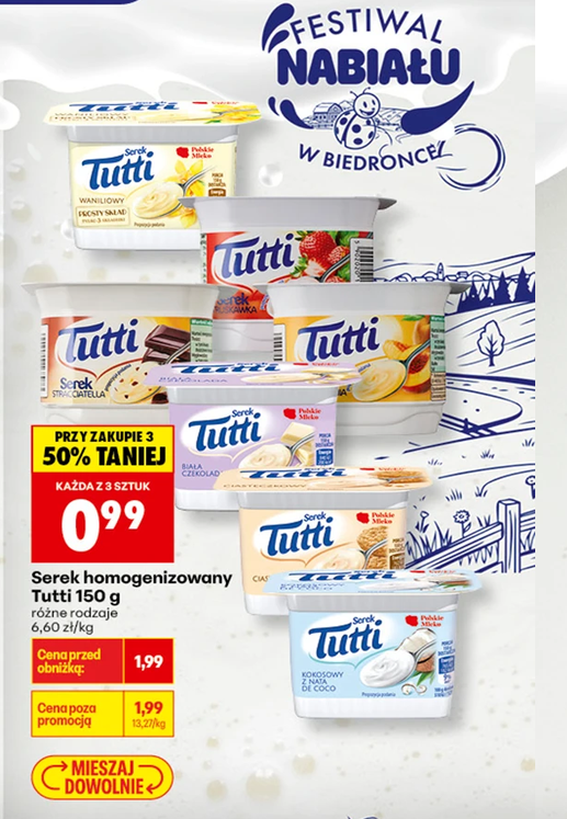 Serek homogenizowany Tutti 150g (przy zakupie 3 opakowań) - Biedronka