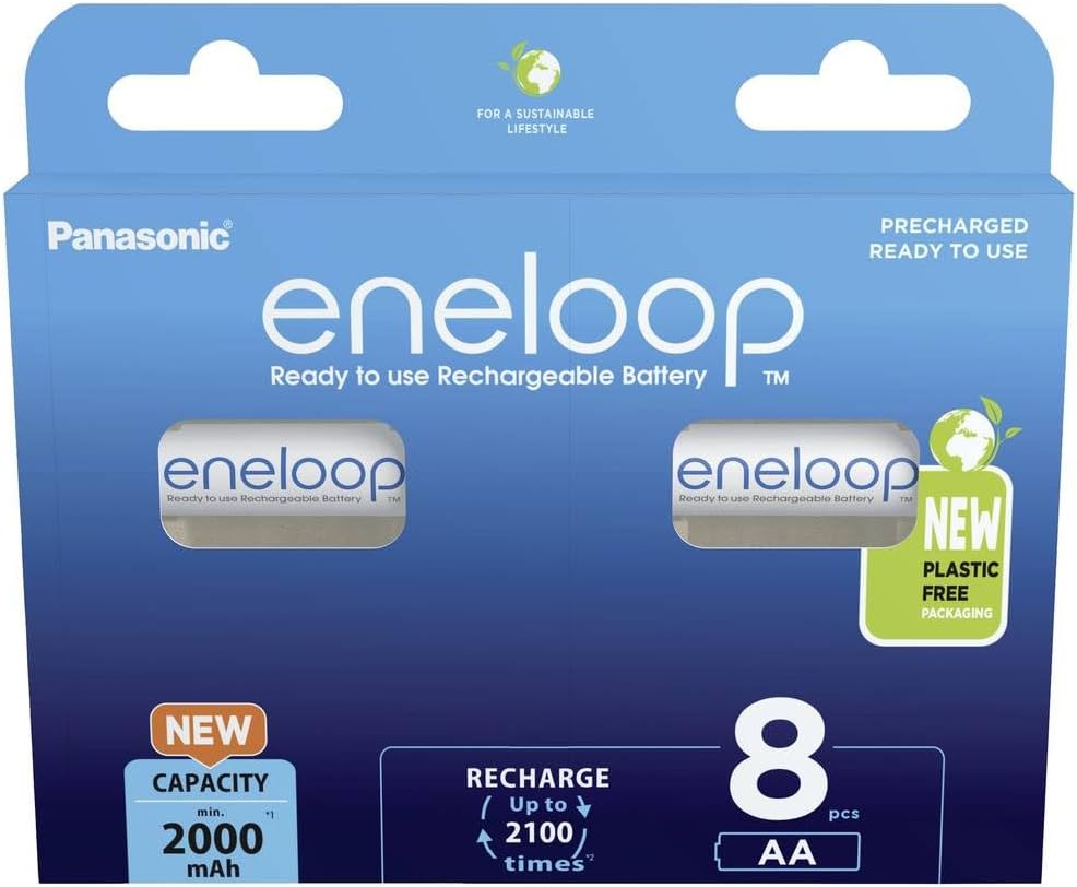Panasonic eneloop | Ready-to-Use Ni-MH akumulatory AA/Mignon 8 sztuk w zestawie większa pojemność min. 2000 mAh 2100 cykli ładowania
