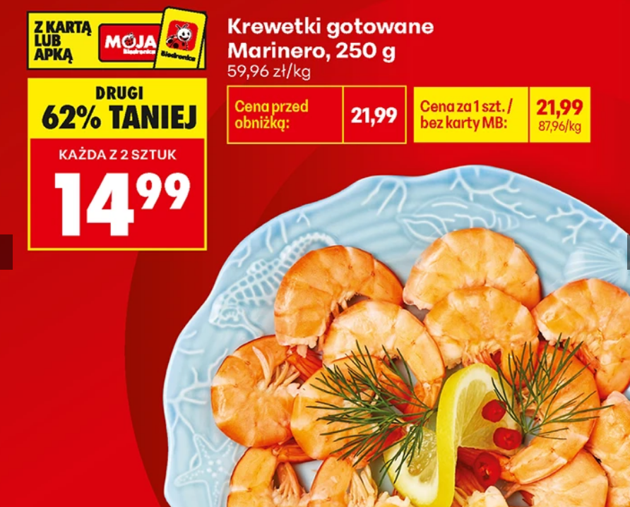 Krewetki gotowane Marinero 250g (przy zakupie 2 op.) - Biedronka