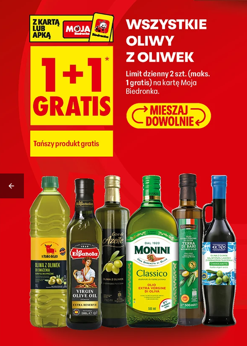 Wszystkie oliwy z oliwek (1+1 GRATIS) - BIedronka