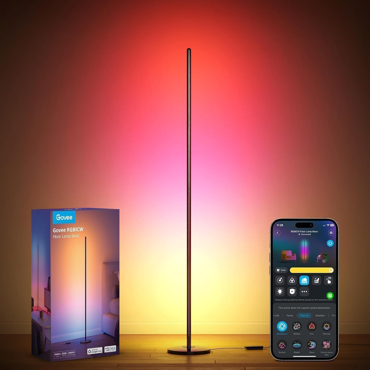 Govee RGBIC lampa stojąca LED WiFi ściemniana Alexa i Google Assistant sterowanie aplikacją