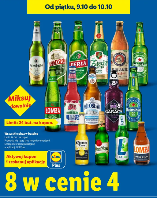 Wszystkie piwa w butelce (8 w cenie 4) - LIDL+