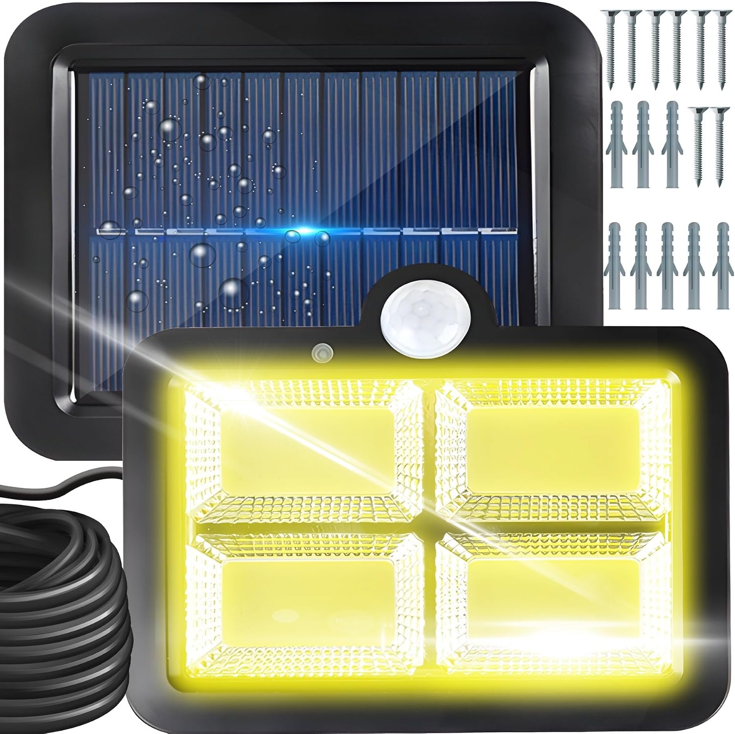 Retoo Lampa solarna zewnętrzna z czujnikiem ruchu 120 diod LED