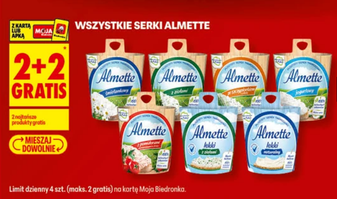 Wszystkie serki ALMETTE (2+2 GRATIS) - Biedronka