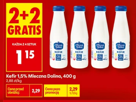 Kefir 1.5% Mleczna Dolina 400g (2+2 GRATIS) - Biedronka