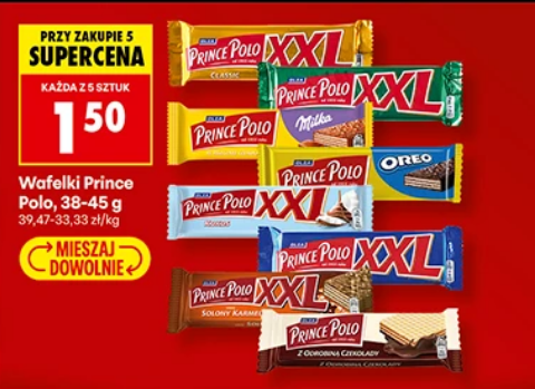 Wafelki Prince Polo 38-45g (przy zakupie 5 szt.) - Biedronka
