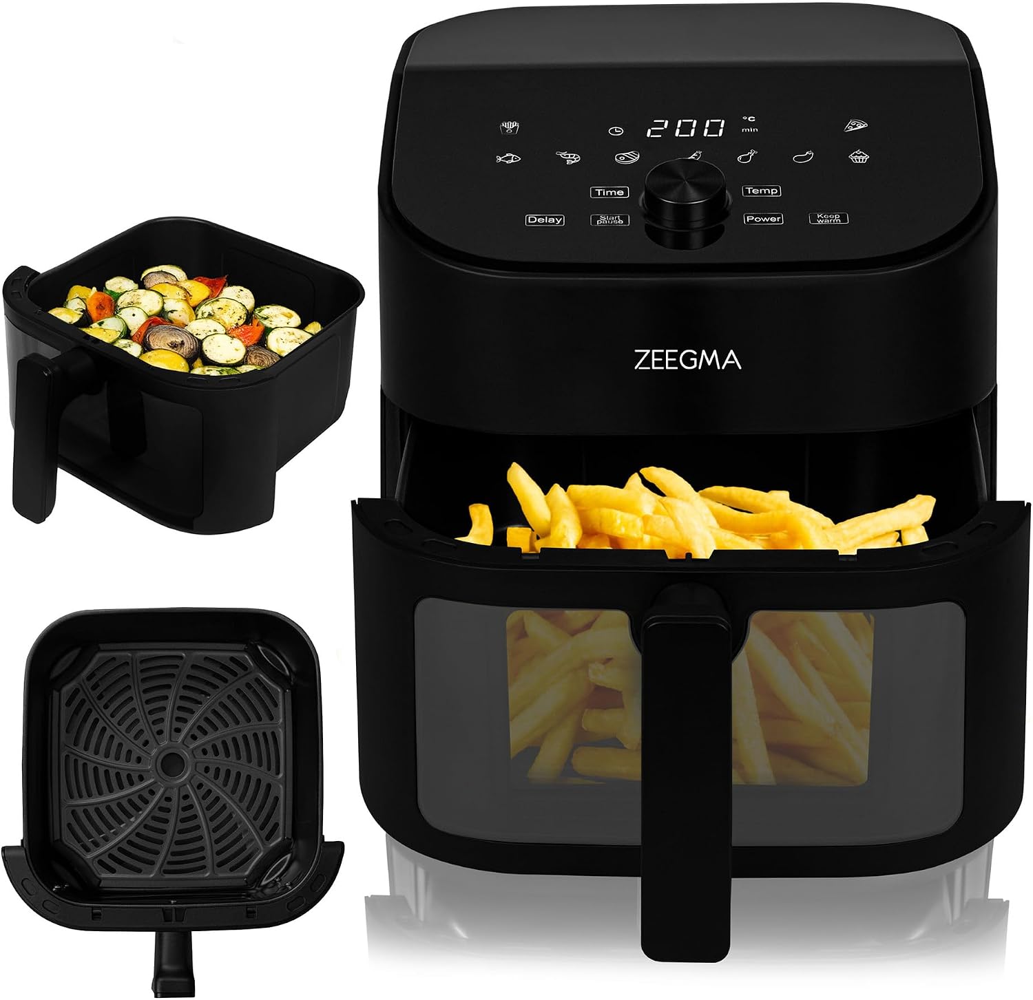 ZEEGMA KNAPPER CHEF Frytkownica Beztłuszczowa 1600 W Pojemność 6,5 L Timer do 60 min 9 Programów