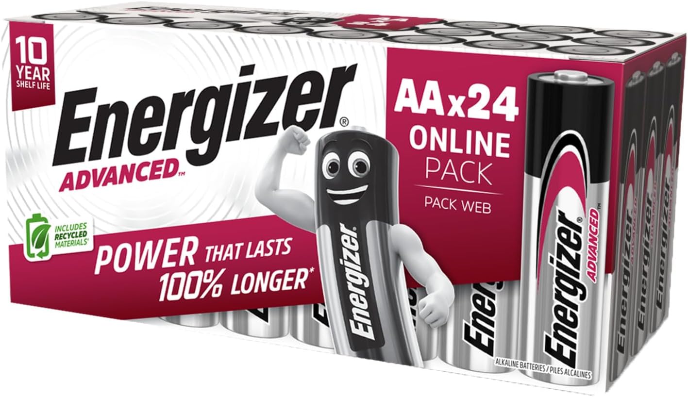 24 SZTUKI - Energizer Advanced baterie AA alkaliczne 1,5 V 10-letnia trwałość