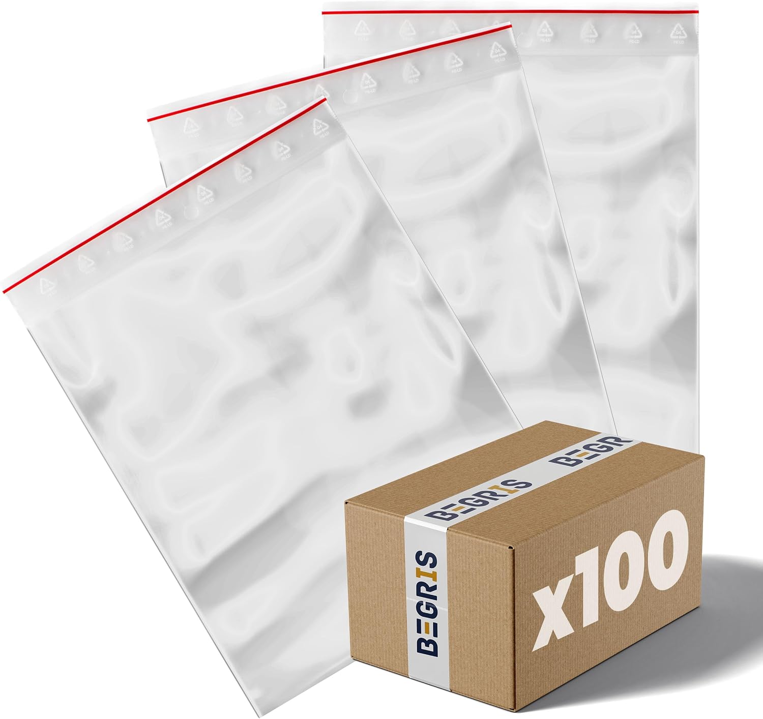 100 SZTUK - BEGRIS Woreczki strunowe Torebki 40x60mm wodoodporne i trwałe 4x6 cm