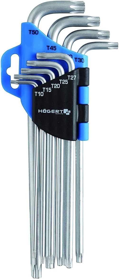 Högert Technik - Torx zestaw kluczy I wkrętaki Torx zestaw 9 sztuk I rozmiary T10 do T50 I ze stali chromowo-wanadowej