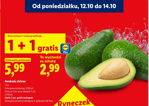 Awokado zielone 1 szt (1+1 GRATIS) - LIDL