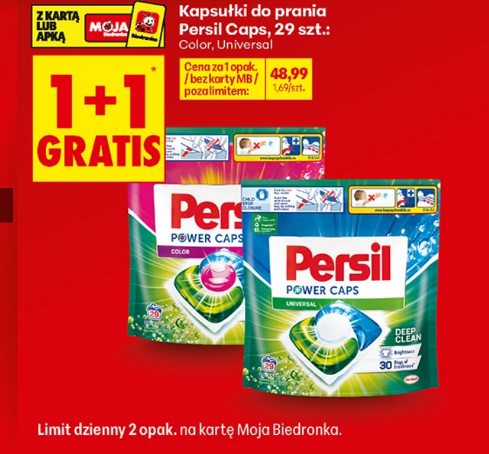 Kapsułki do prania Persil CAPS 29 szt. 2 rodzaje (1+1 GRATIS) - Biedronka