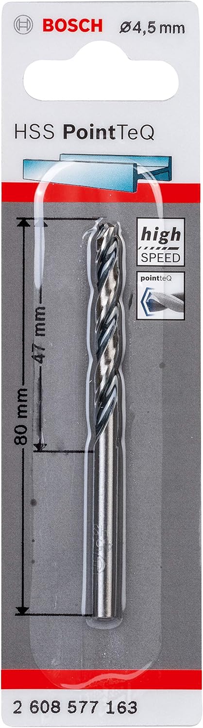 Bosch Professional HSS wiertło spiralne PointTeQ (do metalu 4,5 x 47 x 80 mm)