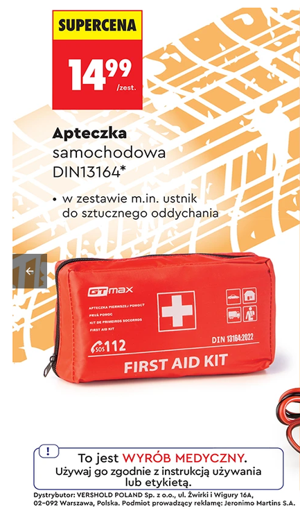 Apteczka samochodowa GTmax zgodna z dyr. DIN13164