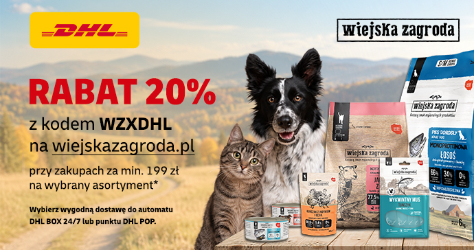 RABAT -20% na zestawy karm przy zakupach za min.199 PLN na WiejskaZagrodaPL - od DHL