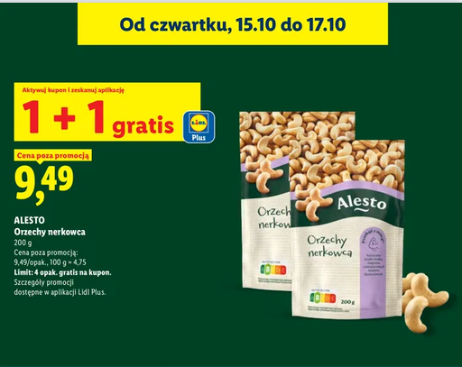 ALESTO Orzechy nerkowca 200g (1+1 GRATIS) - LIDL