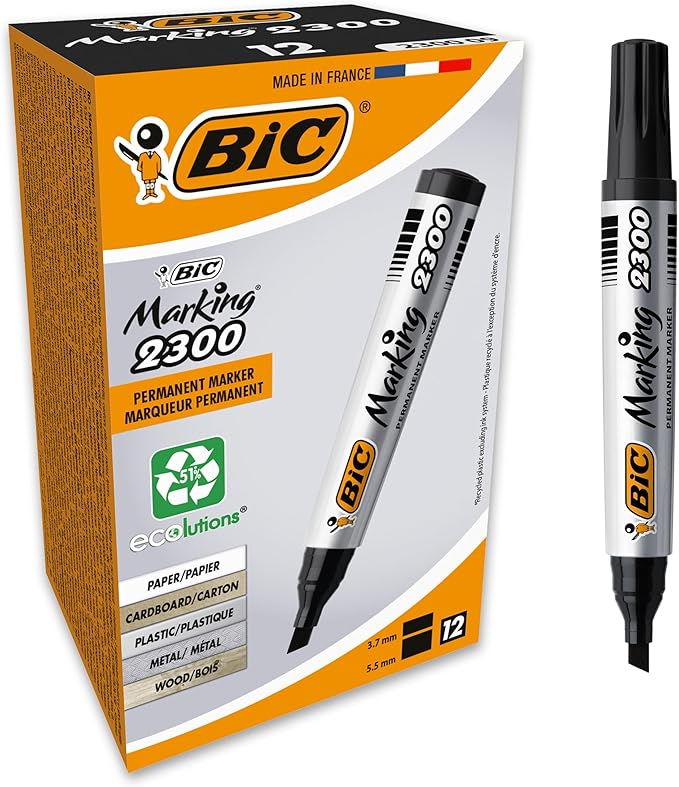 12 SZTUK - BIC Marking 2300 Ecolutions Marker czarny ścięta końcówka