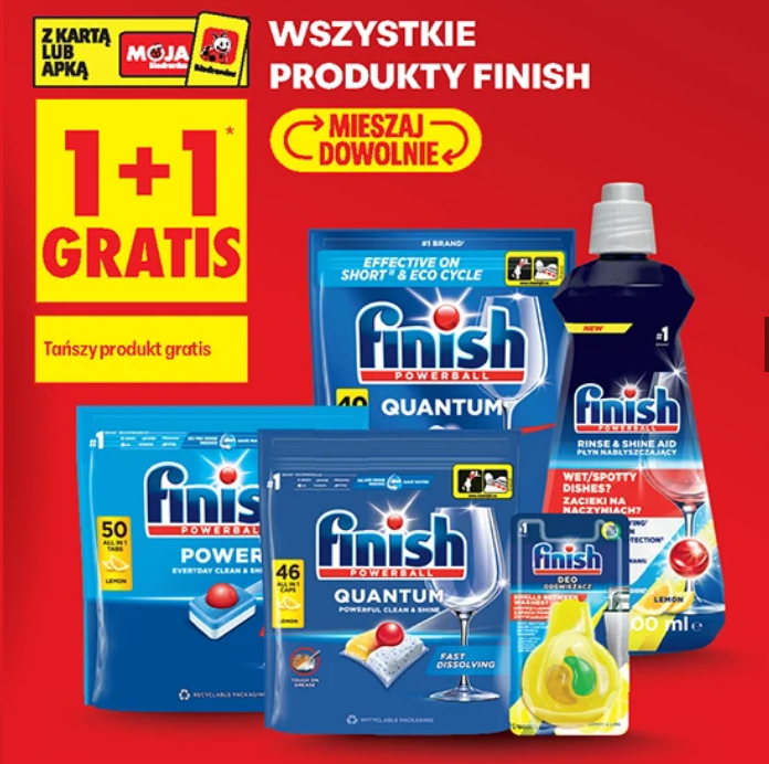 Wszystkie produkty FINISH (1+1 GRATIS) - Biedronka
