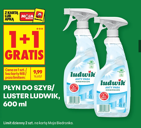 Płyn do szyb/luster LUDWIK (1+1 GRATIS) - Biedronka