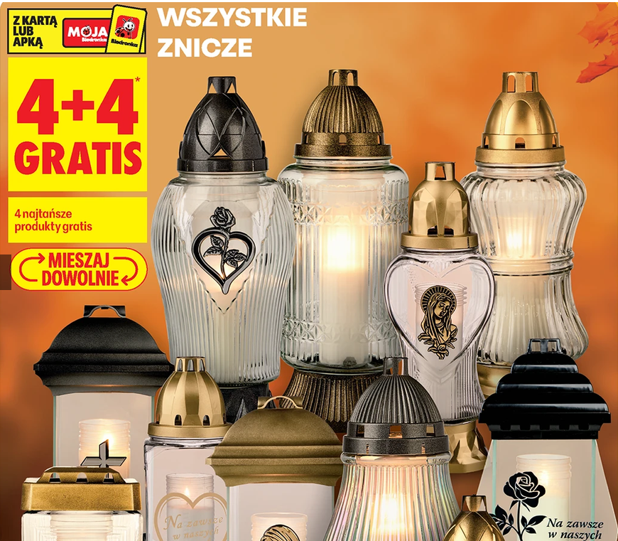 Wszystkie znicze (4+4 GRATIS) - BIedronka