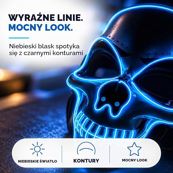 TK Gruppe Timo Klingler Przerażająca straszna maska LED sterowana na Halloween