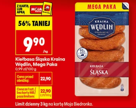 Kiełbasa Śląska Kraina Wędlin Mega Paka 1 KG - Biedronka