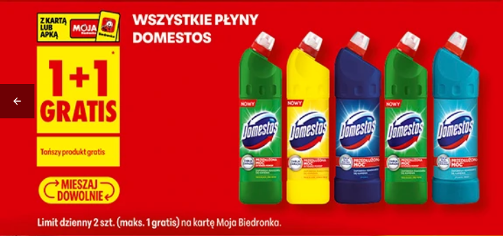 Wszystkie płyny DOMESTOS (1+1 GRATIS) - BIedronka