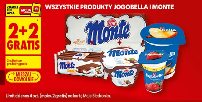 Wszystkie produkty Jogobella i Monte (2+2 GRATIS) - Biedronka