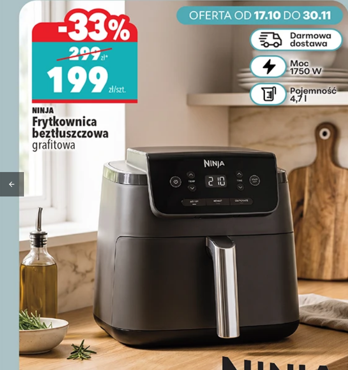 NINJA Air Fryer Frytkownica beztłuszczowa Ninja AF110EU 1750 W 4,7 l grafitowa