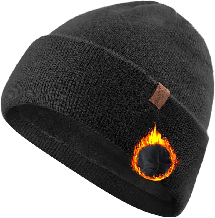 TRENDOUX Beanie czapka męska i damska: termiczna czapka zimowa z wełny merino z grubą miękką podszewką