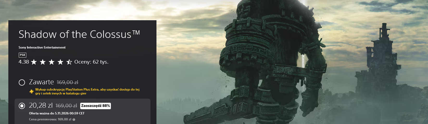 Gra "Shadow of the Colossus™" PS4 - Playstation STORE
