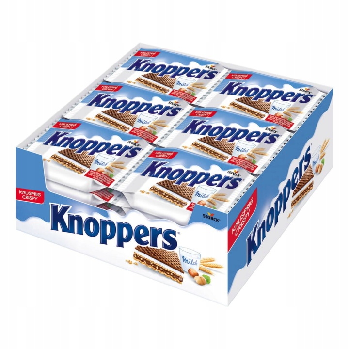 Wafle Knoppers z kremem orzechowym 25 g 24 sztuki