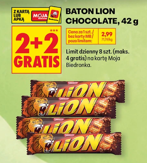 Baton LION Chocolate 42g (2+2 GRATIS) - Biedronka