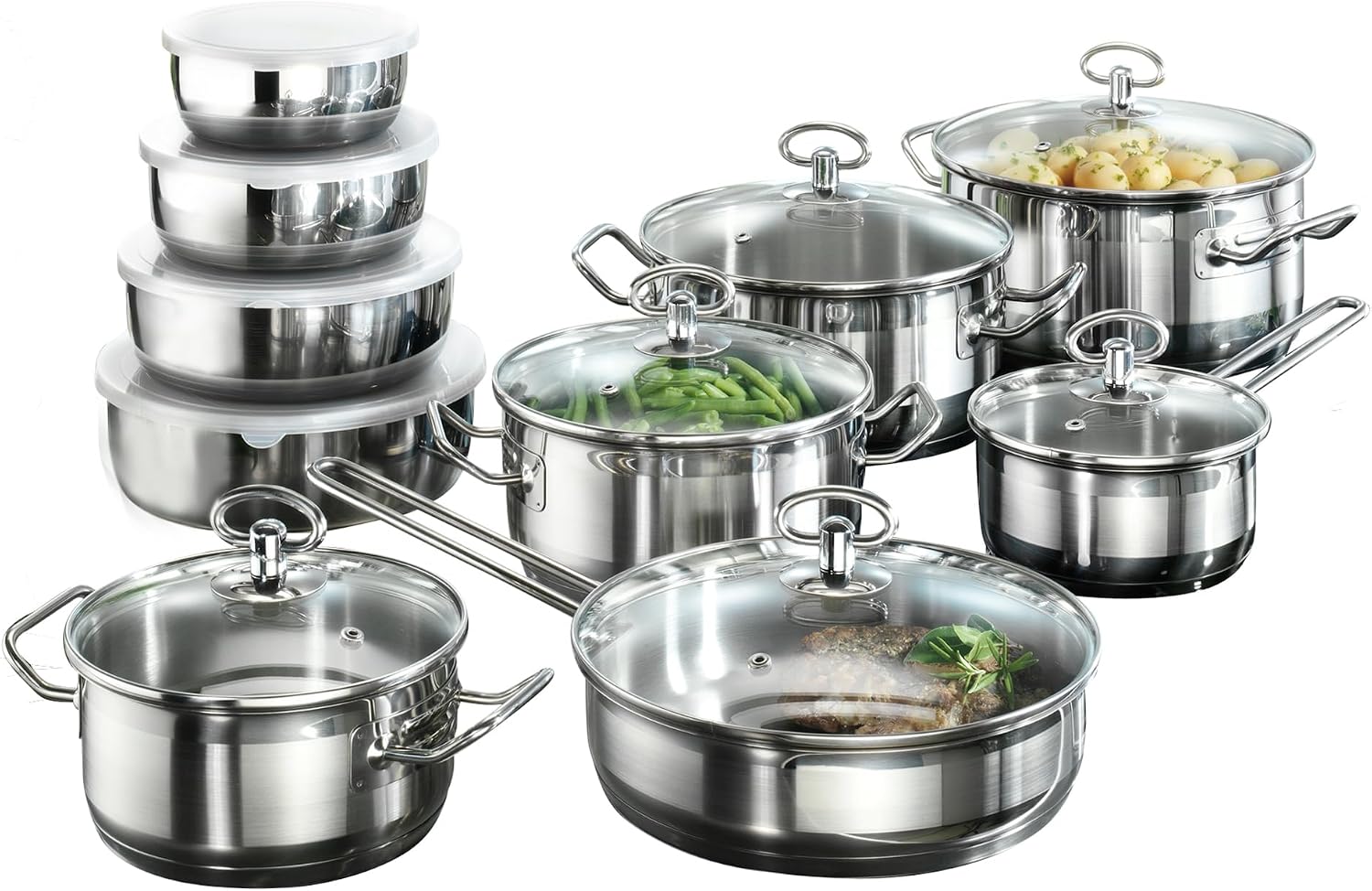 Karcher Zestaw garnków na indukcję Jasmin 20 El. srebrny INOX