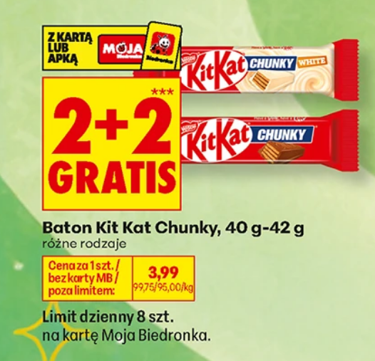 Baton Kit Kat Chunky różne rodzaje 40-42g (2+2 GRATIS) - Biedronka